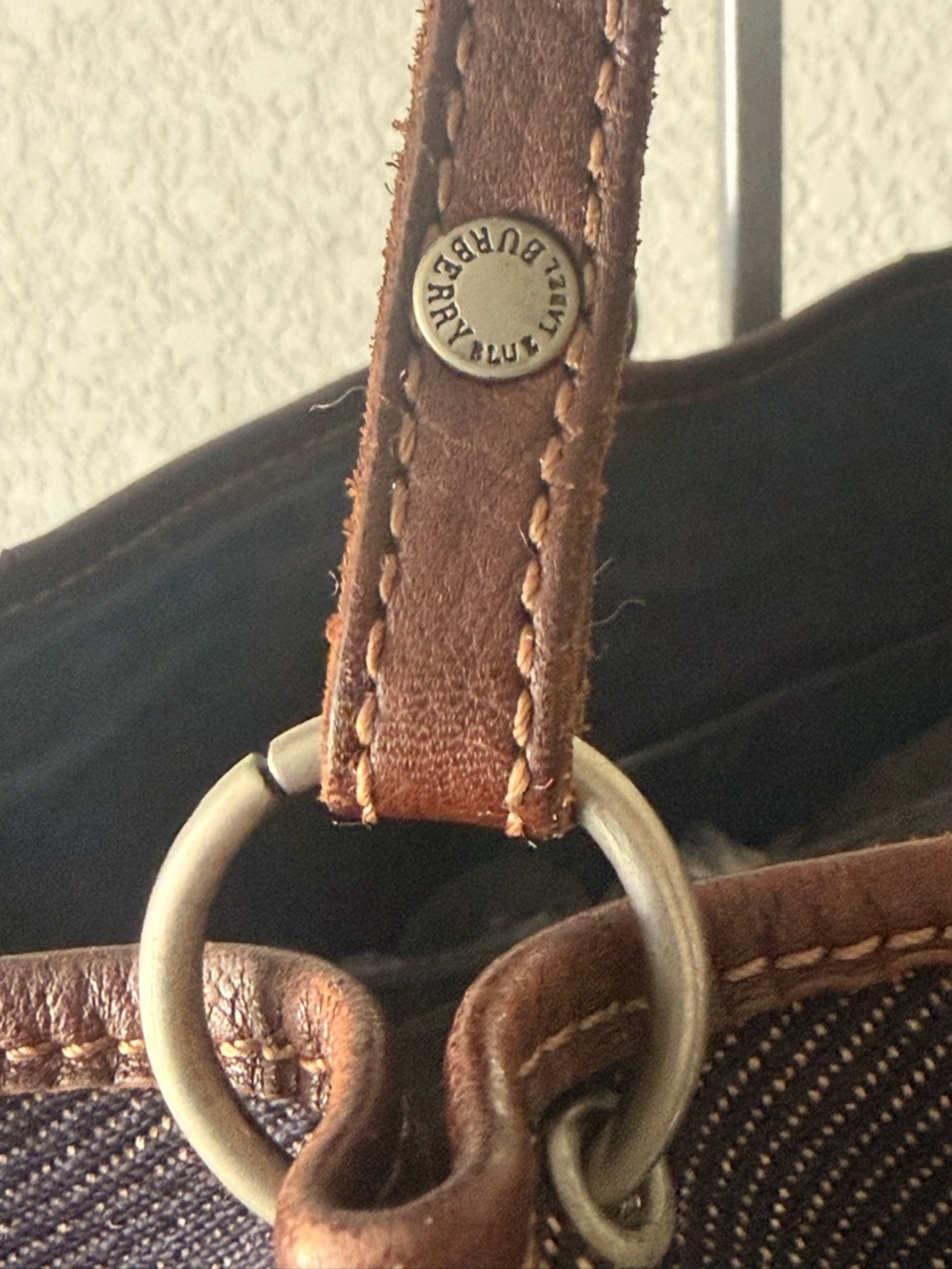 Vintage Burberry London Blue Label Tote Denim Canvas Leather Trim w/COA - Picture 6 of 16